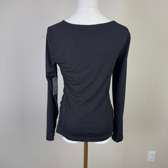 Vince Camuto Long Sleeve Sparkle Jersey Asymmetrical Top US Women's S - Picture 3 of 7